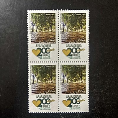 Quadra de Selos Comemorativos do Brasil - 200 Anos da Cidade de Araraquara - 2017 - Mint - ref.2106