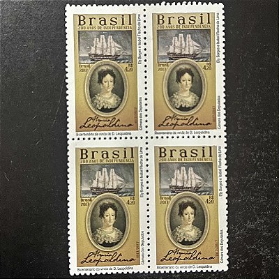 Quadra de Selos Comemorativos do Brasil - Bicentenário da Vinda de Dona Leopoldina - 2017 - Mint - ref.2108