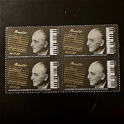 Quadra de Selos Comemorativos do Brasil - Compositores Brasileiros - Francisco Mignone - 1997 - Mint - ref.2109