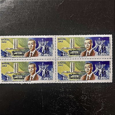 Quadra de Selos Comemorativos do Brasil - Centenario de Juscelino Kubitschek - 2002 - Mint - ref.2117