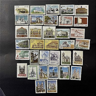 34 Selos Comemorativos do Brasil - Temáticos - Prédios e Monumentos Historicos - Mint - ref.2118