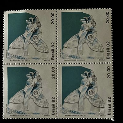 Quadra de Selos Comemorativos do Brasil - Indumentária de Orixas - Iemanja - 1982 - Mint - ref.2120