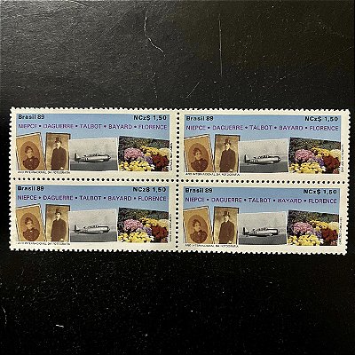 Quadra de Selos Comemorativos do Brasil - Ano Internacional da Fotografia - 1989 - Mint - ref.2124