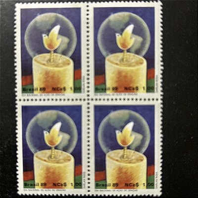 Quadra de Selos Comemorativos do Brasil - Dia Nacional de Ação de Graças - 1989 - Mint - ref.2125
