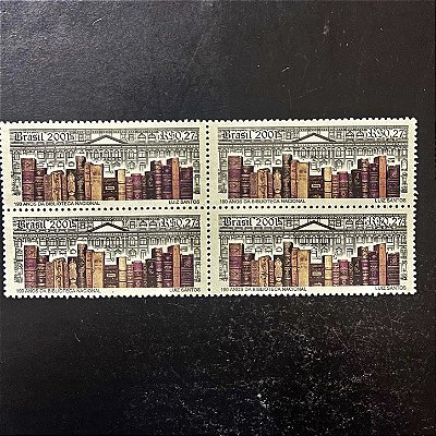 Quadra de Selos Comemorativos do Brasil - 190 Anos da Biblioteca Nacional do Rio de Janeiro - 2001 - Mint - ref.2138