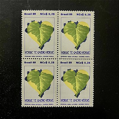 Quadra de Selos Comemorativos do Brasil - Programa Nossa Natureza - 1989 - Mint - ref.2141