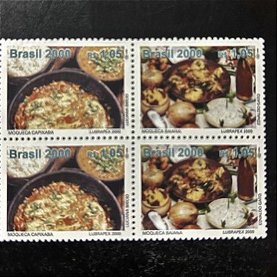 Quadra de Selos Comemorativos do Brasil - Prato Típicos - Moqueca - 2000 - Mint - ref.2143