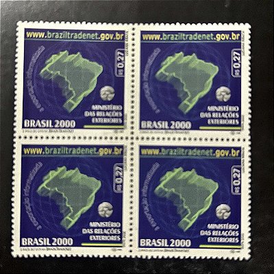 Quadra de Selos Comemorativos do Brasil - 2 Anos do Sistema Braziltradenet - 2000 - Mint - ref.2148