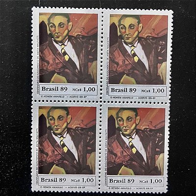 Quadra de Selos Comemorativos do Brasil - O Homem Amarelo - 1989 - Mint - ref.2149
