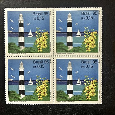 Quadra de Selos Comemorativos do Brasil - Farois Brasileiros - Farol Olinda - 1995 - Mint - ref.2158