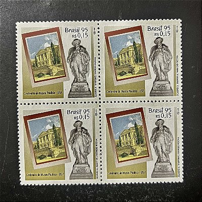 Quadra de Selos Comemorativos do Brasil -Centenário do Museu Paulista da USP - 1995 - Mint - ref.2163
