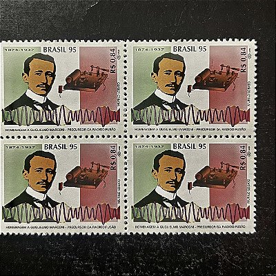 Quadra de Selos Comemorativos do Brasil - Homenagem a Guglielmo Marconi - 1995 - Mint - ref.2165