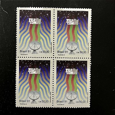 Quadra de Selos Comemorativos do Brasil - 6a. Exposição Mundial de Telecomunicações - 1991- Mint - ref.2185