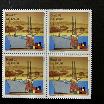 Quadra de Selos Comemorativos do Brasil - Centenario do Porto de Santos - 1992 - Mint - ref.2203