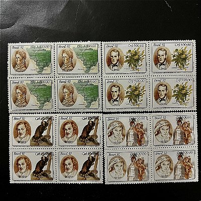 Quadra de Selos Comemorativos do Brasil - 170 Anos da Expedição Langsdorf no Brasil- 1992 - Mint - ref.2206
