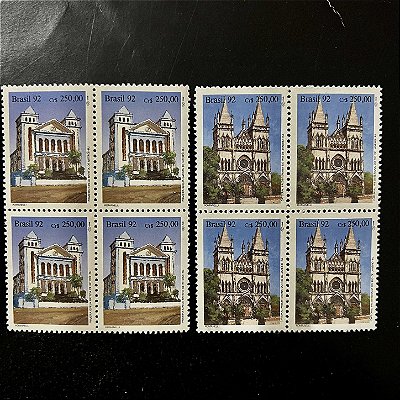 Quadra de Selos Comemorativos do Brasil - Arquitetura Religiosa do Brasil - 1992 - Mint - ref.2208