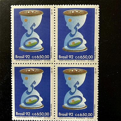 Quadra de Selos Comemorativos do Brasil - Legião Brasileira de Assistencia - 50 Anos - 1992 - Mint - ref.2210