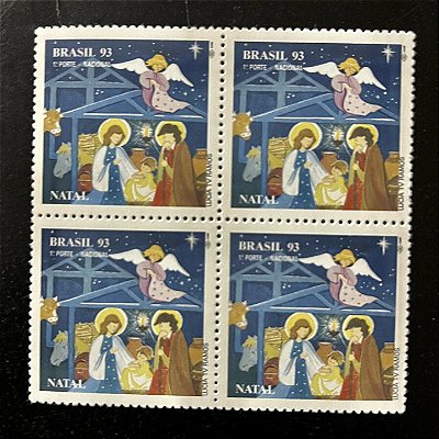 Quadra de Selos Comemorativos do Brasil - Natal 93- 1993 - Mint - ref.2215