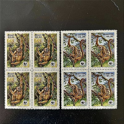 Quadra de Selos Comemorativos do Brasil - Preservação da Fauna Brasileira - 1984 - Mint - ref.2218