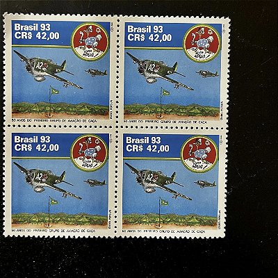 Quadras de Selos Comemorativos do Brasil - 50 Anos do Primeiro Grupo de Aviação de Caça - 1993 - Mint - ref.2218