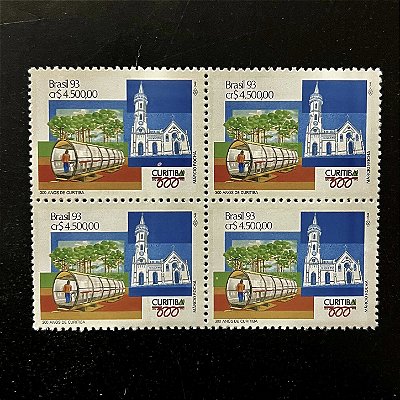 Quadras de Selos Comemorativos do Brasil - 300 Anos da Cidade de Curitiba - 1993 - Mint - ref.2220