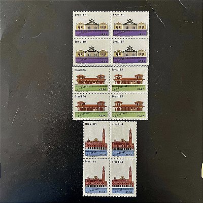 03 Quadra de Selos Comemorativos do Brasil - Preservação do Patrimonio Ferroviário - 1984 - Mint - ref.2222