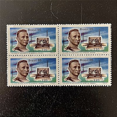 Quadra de Selos Comemorativos do Brasil - 120 Anos do Marechal Candido Rondon - 1985 - Mint - ref.2229