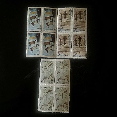 03 Quadras de Selos Comemorativos do Brasil - Pinturas Ruprestes - Brapex VI - 1985 - Mint - ref.2230