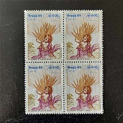 Quadra de Selos Comemorativos do Brasil - Dia Nacional de Ações de Graças - 1985 - Mint - ref.2234