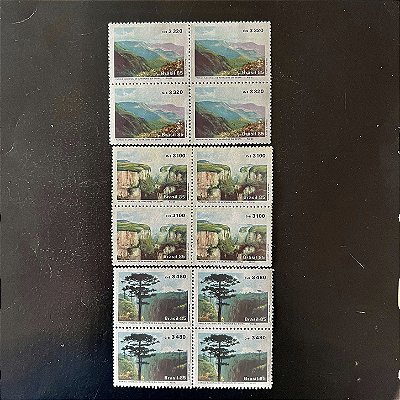 03 Quadras de Selos Comemorativos do Brasil - Parque Nacional de Aparados da Serrra - 1985 - Mint - ref.2239