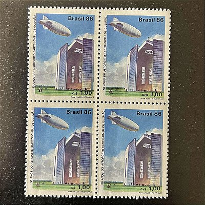 Quadra de Selos Comemorativos do Brasil - 50 Anos do Aeroporto Bartolomeu de Gusmão - RJ- 1986 - Mint - ref.2255