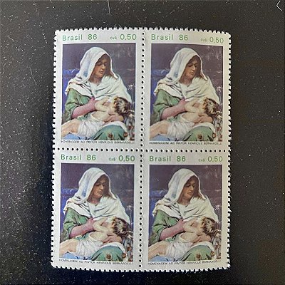 Quadra de Selos Comemorativos do Brasil - Homenagem ao Pintor Henrique Bernardelli - 1986 - Mint - ref.2263