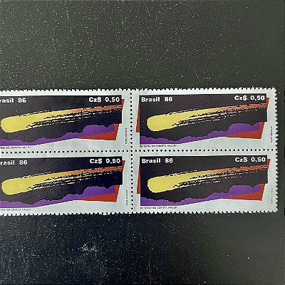 Quadra de Selos Comemorativos do Brasil - Retorno do Cometa Halley - 1986 - Mint - ref.2264