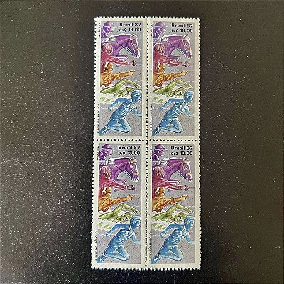 Quadra de Selos Comemorativos do Brasil - X Jogos Pan-Americanos em Indianapolis - EUA - 1987 - Mint - ref.2274