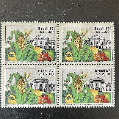 Quadra de Selos Comemorativos do Brasil - Centenario do Instituto Agronomico de Campinas - SP - 1987 - Mint - ref.2280