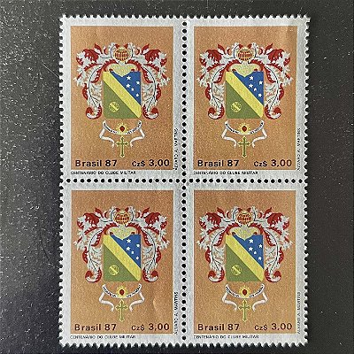 Quadra de Selos Comemorativos do Brasil - Centenário do Clube Militar - 1987 - Mint - ref.2282