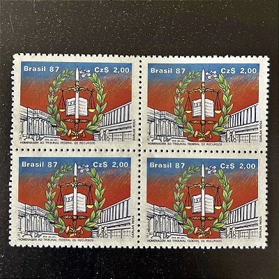 Quadra de Selos Comemorativos do Brasil - Homenagem ao Tribunal Federal de Recursos - 1987 - Mint - ref.2290