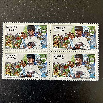 Quadra de Selos Comemorativos do Brasil - 400 Anos do Tratado descritivo do Brasil - 1987 - Mint - ref.2291