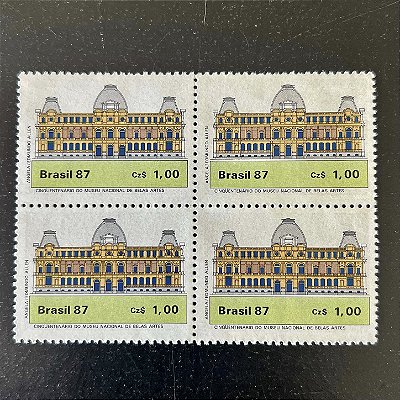 Quadra de Selos Comemorativos do Brasil - Cinquentenario do Museu Nacional de Belas Artes - RJ - 1987 - Mint - ref.2294