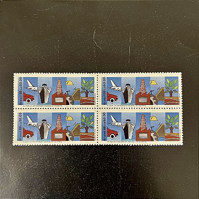 Quadra de Selos Comemorativos do Brasil - 50 Anos da Confederação Nacional da Industria - CNI - 1988- Mint - ref.2299