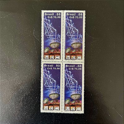 Quadra de Selos Comemorativos do Brasil - Ansat 10 - Telebras - Embratel - 1988- Mint - ref.2302