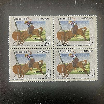 Quadra de Selos Comemorativos do Brasil - Arbrafex - Exposição Filatelica em Buenos Aires - 1988- Mint - ref.2305