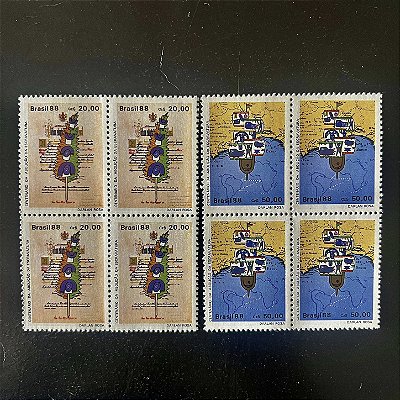 02 Quadras de Selos Comemorativos do Brasil - Centenário da Abolição da Escravatura - 1988- Mint - ref.2308