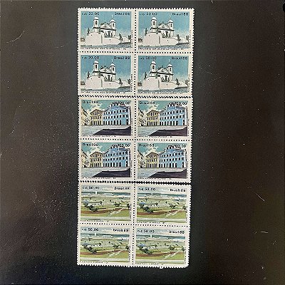 03 Quadras de Selos Comemorativos do Brasil - Patrimonio Cultural da Humanidade - Lubrapex 88 - 1988- Mint - ref.2310