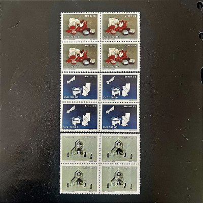 03 Quadras de Selos Comemorativos do Brasil - Natal 88 - Arte Origami - 1988- Mint - ref.2312