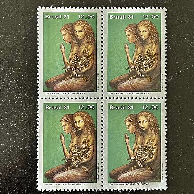 Quadra de Selos Comemorativos do Brasil - Dia Nacional de Ação de Graças - 1981 - Mint - ref.2316