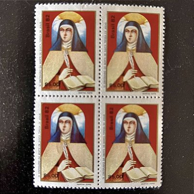 Quadra de Selos Comemorativos do Brasil - IV Centenário da Morte de Santa Teresa de Jesus - 1982 - Mint - ref.2323