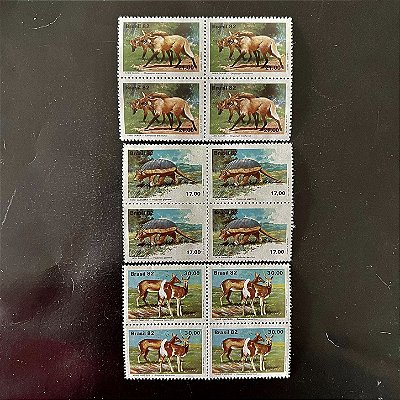 03 Quadras de Selos Comemorativos do Brasil Fauna Brasileira - 1982 - Mint - ref.2329