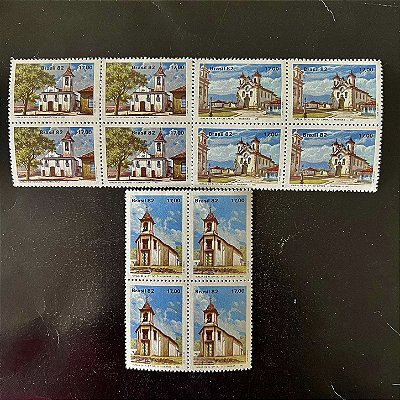 03 Quadras de Selos Comemorativos do Brasil -Turismo - O Barroco Mineiro - 1982 - Mint - ref.2331
