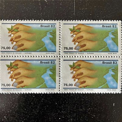Quadra de Selos Comemorativos do Brasil - Zona Franca de Manaus - Suframa - 1982 - Mint - ref.2332